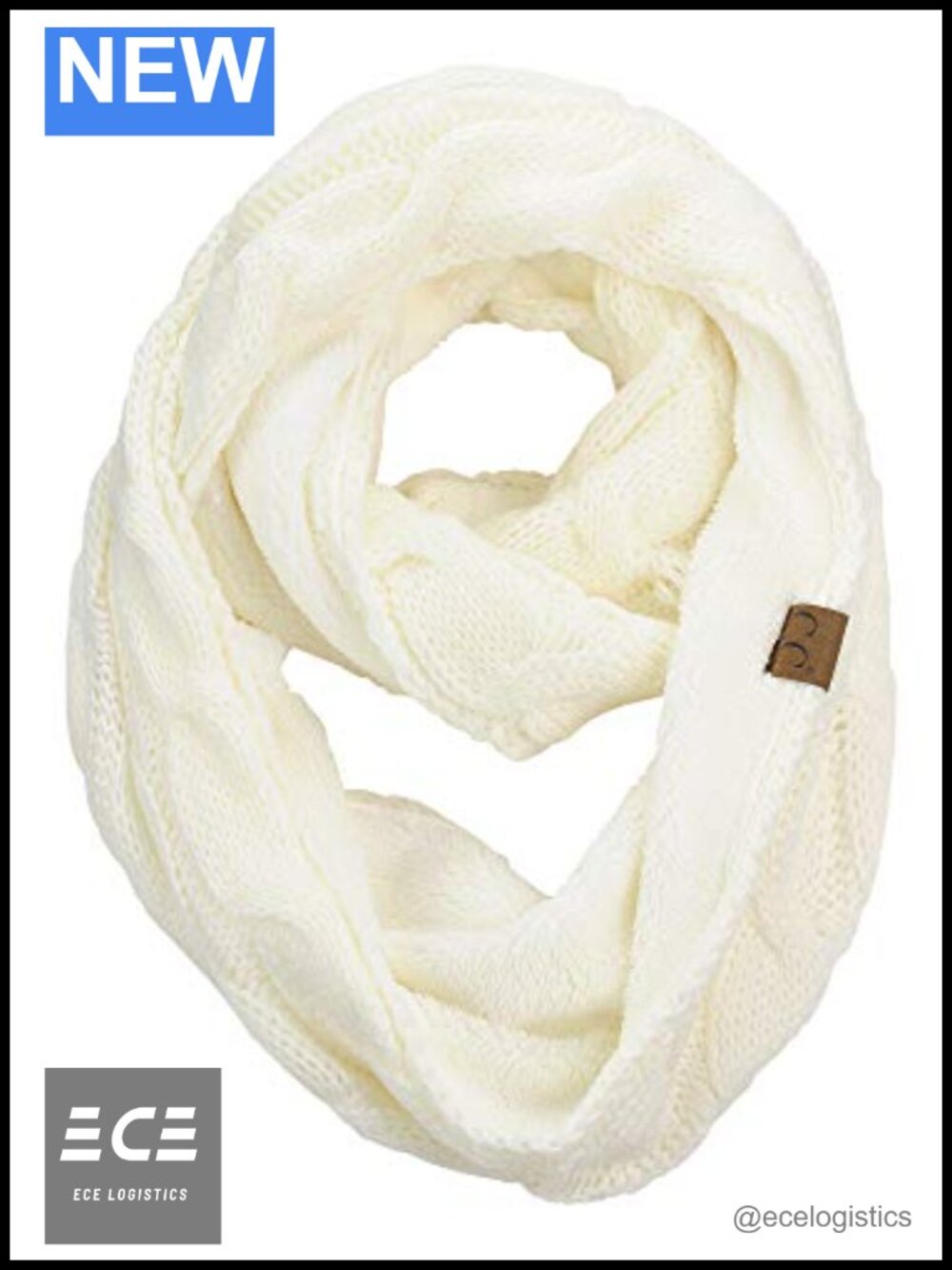 Cable Knit Sherpa Lined Infinity Scarf Warm Pullover Winter